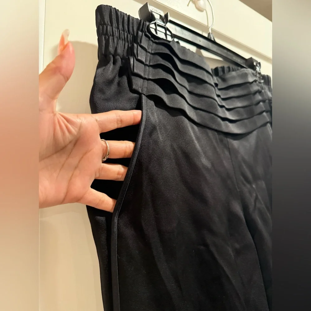 Alexander Wang Black Pleated High-Waist Trousers Pants Size‎ 8